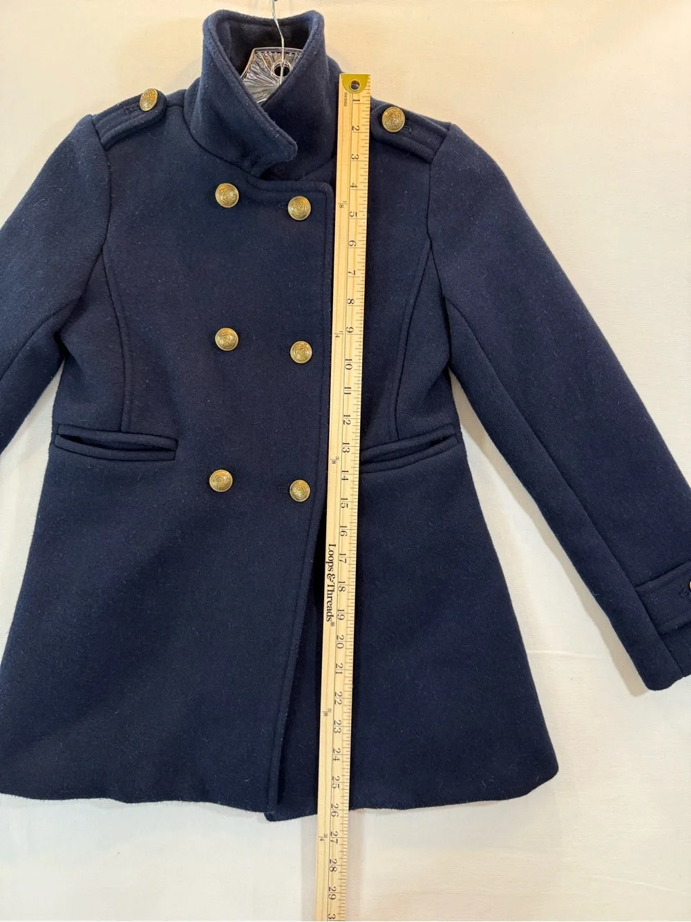 GAP Navy Double-Breasted Pea Coat with Gold Buttons